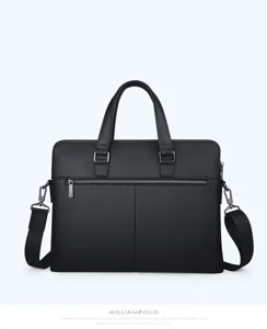 Maletin de negocio de cuero genuino para hombre gran capacidad bolso de hombro