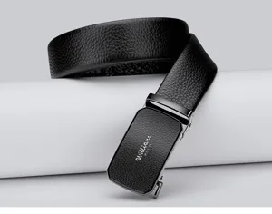Cintura uomo vera pelle elegante business casual fibbia automatica nera da giorno moda