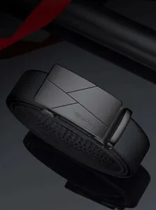 Cinturón de cuero con hebilla automática para hombre negocios casual negro moda