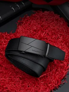 Cinturon de cuero para hombre hebilla automatica negocios casual negro cuero genuino