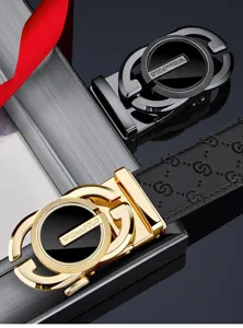 Cintura in pelle da uomo fibbia automatica lusso moda lavoro casual cintura metallo alto
