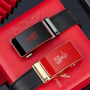 Cintura uomo vera pelle fibbia automatica affari casual elegante lusso nero e rosso vestito cintura