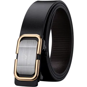 Ceinture en cuir pour homme avec boucle automatique en métal noir ceinture de travail