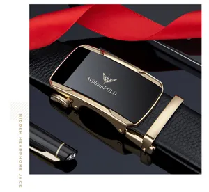 Cintura da uomo in vera pelle con fibbia automatica in metallo, elegante e di alta qualità.