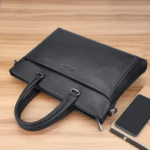 Uomo nero pelle ventiquattrore affari casual borsa a mano vera pelle per laptop