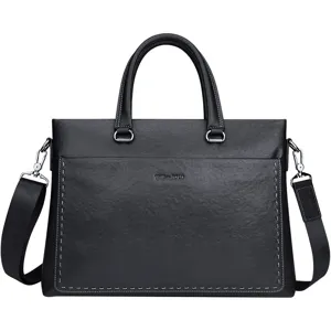 Borsa da lavoro da uomo in vera pelle, borsa per laptop casual con tracolla e manico superiore.