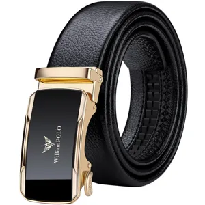 Cintura da uomo in vera pelle con fibbia automatica, elegante e di alta qualità nera