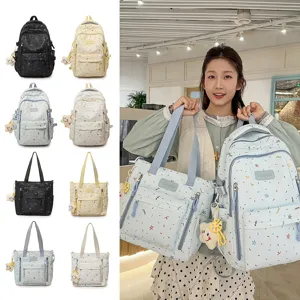 Korean style cute star print school backpack and versatile tote bag set for daily use
