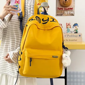 Casual Campus Style Letter Printed Large Capacity Student School Backpack Waterproof Nylon Bookbag For Teen Girls