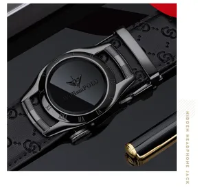 WilliamPOLO Herren Automatik Ledergürtel mit edlem Zifferblatt-Design und Luxus-Stil.