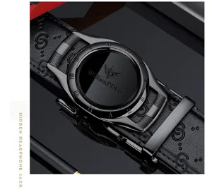 Herren Echtleder Automatik Schnalle Gürtel mit stilvollem Metallverschluss und edlem Design.