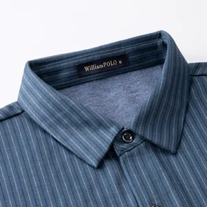 WilliamPOLO Men Long Sleeve Striped Business Casual Shirt Turn Down Collar Size M Top