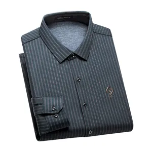 WilliamPOLO Men's Long Sleeve Striped Dress Shirt Business Casual Button Down Shirt