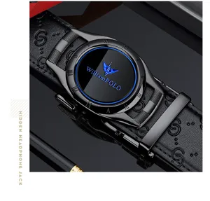 Herren Luxus Automatikschnalle Ledergürtel mit elegantem Metallbeschlag und strukturiertem Band.