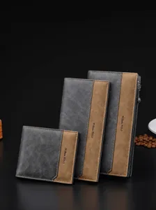 Conjunto de cartera de cuero William Polo para hombre, diseño casual de negocios.