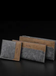 Cartera hombre conjunto negocio cuero corto largo monedero tarjetero elegante