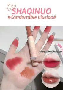 SHAQINUO διπλό lip gloss υγρό γυαλιστερό και ματ βελούδο κραγιόν παρουσίαση λεπτομέρειας