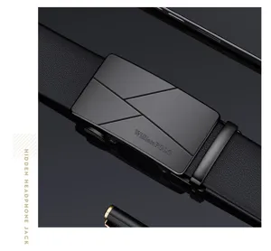 Cinturón de cuero para hombre de alta calidad con hebilla metálica automática, estilo elegante.