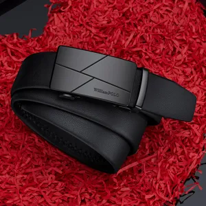 Cinturón de cuero para hombre con hebilla automática elegante, estilo casual de negocios.