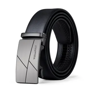 Cinturón de cuero para hombre con hebilla automática, diseño elegante y calidad.