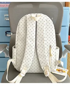 Korean style polka dot backpack cute student school bag casual daypack white travel bag