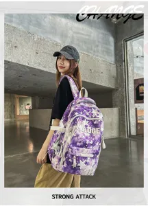 Koreanischer Stil große Kapazität Sternmuster Canvas Rucksack für Schüler Schule Reise.