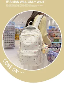 Japanese style student backpack for women fresh cute casual school bag with colorful stars