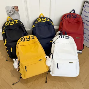 College style large capacity canvas backpack for students, multi-color durable school bag
