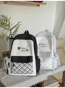 Cute polka dot school backpack for girls casual aesthetic daypack stylish daily bookbag