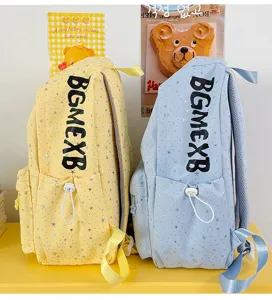 Sternenprint Schulrucksack Detail, zweifarbiger Studenten Freizeit Rucksack mit Vordertasche.