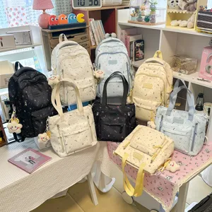 Japanese style student schoolbag cute casual backpack and tote bag multi-color set for daily use
