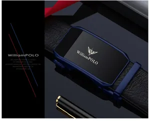 WilliamPOLO cintura in pelle da uomo con fibbia automatica affari tempo libero cinturino nero con