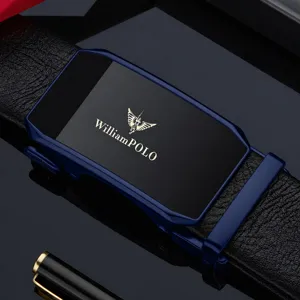 Cintura da Lavoro con Fibbia Automatica in Vera Pelle da Uomo Pelle di Mucca di Primo Strato Elegante Cinturino da Vita Casual con Confezione Regalo