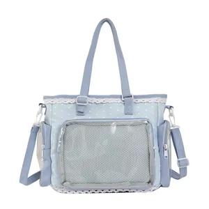 Sweet Lolita lace ita bag large capacity clear shoulder messenger bag for doll pins