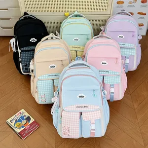 Joli sac à dos scolaire dopamine avec grande capacité et design mignon pour filles.