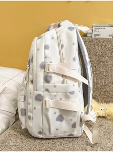 Stylish printed school backpack for women and students, casual daily daypack with comfortable straps.