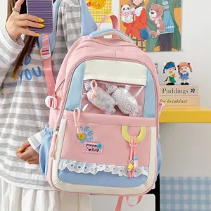 Cute Japanese style pink blue ita backpack large capacity school bag for teen girls student.