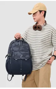 Men's large capacity camouflage backpack oxford cloth travel laptop school book bag.