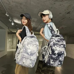 Koreanischer Stil Paar Rucksack grosse Kapazitaet sternen casual schooltas fuer Studenten.