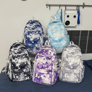Modischer Sternen-Print Rucksack für Schüler, großer Kapazität lässige Paar Schultasche.
