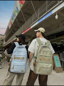 Retro large letter student backpack casual couple travel bag large capacity school bag