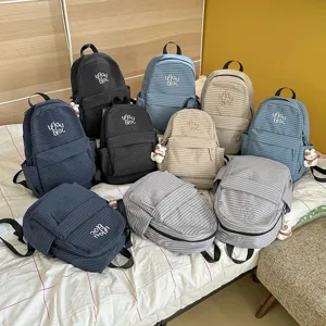 Casual canvas backpack for women Korean style retro daily school book bag colorful