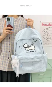 Cute Japanese style polka dot school backpack for girls teens students daily use sweet design.