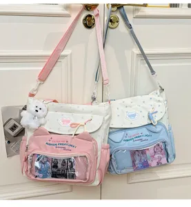 Sac bandoulière toile grande capacité itabag chat mignon fille étudiant cabas