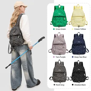 Mini sac à dos à pois de style coréen pour femmes, sac d'école de voyage en plein air.