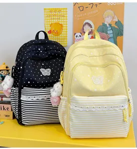 Casual polka dot backpack large capacity school bag trendy student book bag for daily use