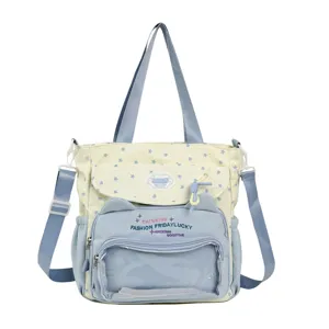 Joli sac bandoulière toile chat étoile grande capacité léger cartable étudiant mignon