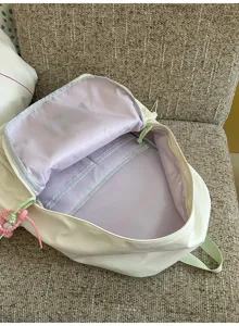Casual solid color backpack lightweight daily school bag with multiple compartments inside for women