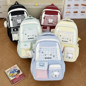 Zaino da studente carino stile coreano zaino in tela multicolore dolce zaino estetico per ragazze