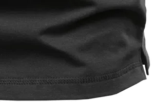 Men casual cotton stretch long sleeve t shirt detail hem view black color comfortable fit.